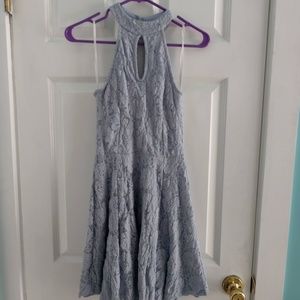 Light Periwinkle Lace Dress with Collar and Cutouts, Charlotte Russe, Size M